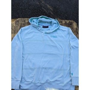 Under Armour Fish Threadborne Light Blue Hoodie Sweatshirt Sz Large